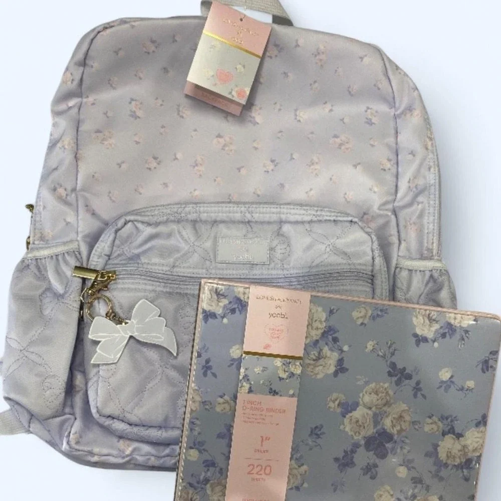 LoveShackFancy blue floral backpack & binder